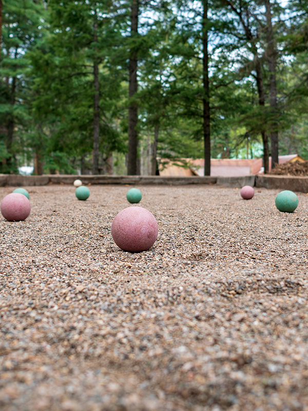 The bocce ball court at Corkins Lodge