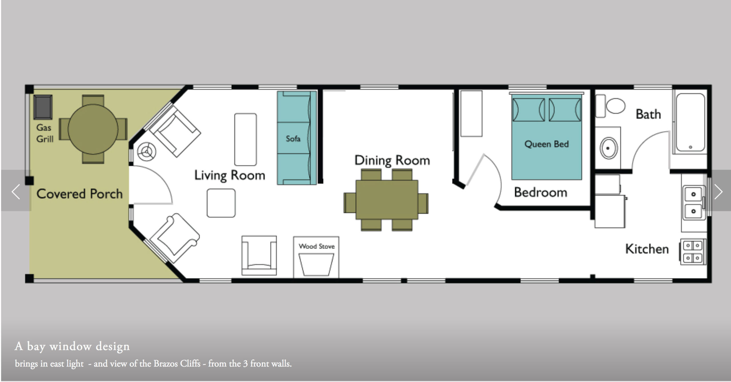 An architectural drawing of the the Tipton cabin floor plan
