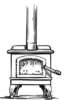 Wood burning stove illustration