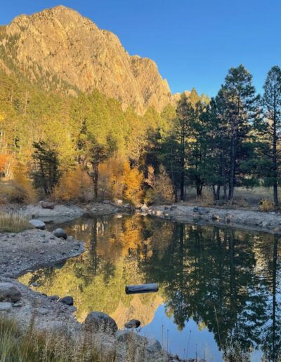 Brazos cliffs and mini pond with golden fall colors